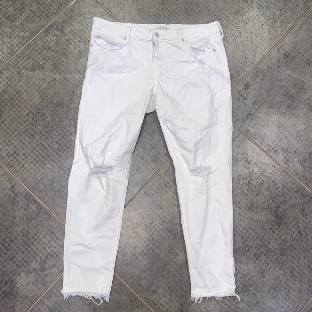 Just USA White Distressed Skinny Jeans 31